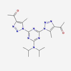 molecular formula C19H26N10O2 B5977300 1,1'-[[6-(diisopropylamino)-1,3,5-triazine-2,4-diyl]bis(5-methyl-1H-1,2,3-triazole-1,4-diyl)]diethanone 