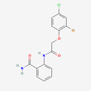 molecular formula C15H12BrClN2O3 B5977322 2-{[(2-bromo-4-chlorophenoxy)acetyl]amino}benzamide CAS No. 5798-03-8