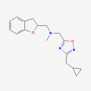 molecular formula C17H21N3O2 B5977329 1-[3-(cyclopropylmethyl)-1,2,4-oxadiazol-5-yl]-N-(2,3-dihydro-1-benzofuran-2-ylmethyl)-N-methylmethanamine 