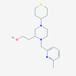 molecular formula C18H29N3OS B5977337 2-[1-[(6-methyl-2-pyridinyl)methyl]-4-(tetrahydro-2H-thiopyran-4-yl)-2-piperazinyl]ethanol 