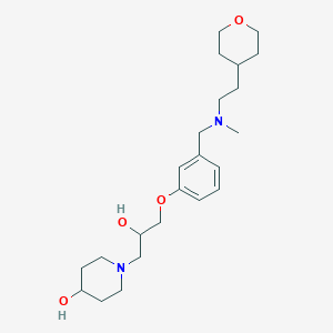 molecular formula C23H38N2O4 B5977339 1-{2-hydroxy-3-[3-({methyl[2-(tetrahydro-2H-pyran-4-yl)ethyl]amino}methyl)phenoxy]propyl}-4-piperidinol 