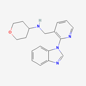 molecular formula C18H20N4O B5977347 N-{[2-(1H-benzimidazol-1-yl)-3-pyridinyl]methyl}tetrahydro-2H-pyran-4-amine 