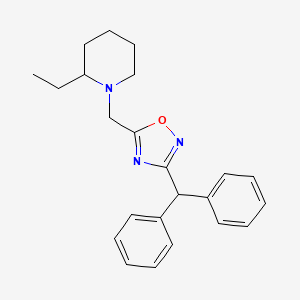 molecular formula C23H27N3O B5977356 1-{[3-(diphenylmethyl)-1,2,4-oxadiazol-5-yl]methyl}-2-ethylpiperidine 
