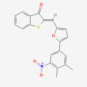 molecular formula C21H15NO4S B5977363 2-{[5-(3,4-dimethyl-5-nitrophenyl)-2-furyl]methylene}-1-benzothiophen-3(2H)-one 