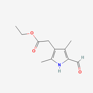 molecular formula C11H15NO3 B597738 5-Formyl-2,4-dimethyl-1H-pyrrole-3-acetic acid ethyl ester CAS No. 129689-56-1