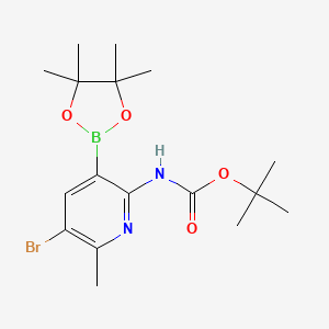 B597743 tert-Butyl (5-bromo-6-methyl-3-(4,4,5,5-tetramethyl-1,3,2-dioxaborolan-2-yl)pyridin-2-yl)carbamate CAS No. 1315351-28-0