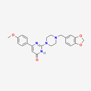 molecular formula C23H24N4O4 B5977440 2-[4-(1,3-benzodioxol-5-ylmethyl)-1-piperazinyl]-6-(4-methoxyphenyl)-4(3H)-pyrimidinone 