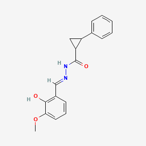 molecular formula C18H18N2O3 B5977455 N'-(2-hydroxy-3-methoxybenzylidene)-2-phenylcyclopropanecarbohydrazide 