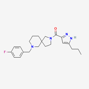 molecular formula C22H29FN4O B5977467 7-(4-fluorobenzyl)-2-[(3-propyl-1H-pyrazol-5-yl)carbonyl]-2,7-diazaspiro[4.5]decane 