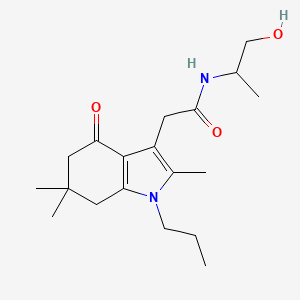 molecular formula C19H30N2O3 B5977469 N-(2-hydroxy-1-methylethyl)-2-(2,6,6-trimethyl-4-oxo-1-propyl-4,5,6,7-tetrahydro-1H-indol-3-yl)acetamide 