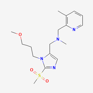 molecular formula C17H26N4O3S B5977487 1-[1-(3-methoxypropyl)-2-(methylsulfonyl)-1H-imidazol-5-yl]-N-methyl-N-[(3-methyl-2-pyridinyl)methyl]methanamine 