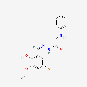molecular formula C18H20BrN3O3 B5977576 N'-(5-bromo-3-ethoxy-2-hydroxybenzylidene)-2-[(4-methylphenyl)amino]acetohydrazide 