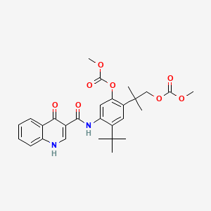 molecular formula C28H32N2O8 B597760 [4-tert-butyl-2-(1-methoxycarbonyloxy-2-methylpropan-2-yl)-5-[(4-oxo-1H-quinoline-3-carbonyl)amino]phenyl] methyl carbonate CAS No. 1246213-33-1