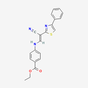 molecular formula C21H17N3O2S B5977619 ethyl 4-{[2-cyano-2-(4-phenyl-1,3-thiazol-2-yl)vinyl]amino}benzoate 