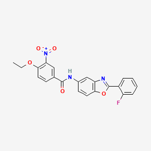 molecular formula C22H16FN3O5 B5977635 4-ethoxy-N-[2-(2-fluorophenyl)-1,3-benzoxazol-5-yl]-3-nitrobenzamide 