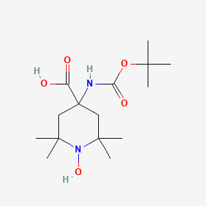 molecular formula C15H28N2O5 B597768 4-[(tert-Butoxycarbonyl)amino]-1-hydroxy-2,2,6,6-tetramethylpiperidine-4-carboxylic acid CAS No. 124843-12-5