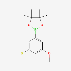 molecular formula C14H21BO3S B597771 2-(3-甲氧基-5-(甲硫基)苯基)-4,4,5,5-四甲基-1,3,2-二氧杂硼环丁烷 CAS No. 1256360-25-4