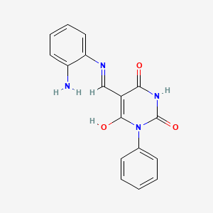molecular formula C17H14N4O3 B5977761 5-{[(2-aminophenyl)amino]methylene}-1-phenyl-2,4,6(1H,3H,5H)-pyrimidinetrione 