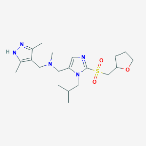 molecular formula C20H33N5O3S B5977776 1-(3,5-dimethyl-1H-pyrazol-4-yl)-N-({1-isobutyl-2-[(tetrahydro-2-furanylmethyl)sulfonyl]-1H-imidazol-5-yl}methyl)-N-methylmethanamine 