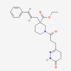 molecular formula C24H31N3O4 B5977777 ethyl 1-[3-(6-oxo-1,4,5,6-tetrahydro-3-pyridazinyl)propanoyl]-3-[(2E)-3-phenyl-2-propen-1-yl]-3-piperidinecarboxylate 
