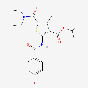 molecular formula C21H25FN2O4S B5977782 isopropyl 5-[(diethylamino)carbonyl]-2-[(4-fluorobenzoyl)amino]-4-methyl-3-thiophenecarboxylate 