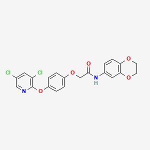 molecular formula C21H16Cl2N2O5 B5977819 2-{4-[(3,5-dichloropyridin-2-yl)oxy]phenoxy}-N-(2,3-dihydro-1,4-benzodioxin-6-yl)acetamide 