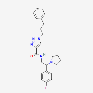 molecular formula C24H28FN5O B5977832 N-[2-(4-fluorophenyl)-2-(1-pyrrolidinyl)ethyl]-1-(3-phenylpropyl)-1H-1,2,3-triazole-4-carboxamide 