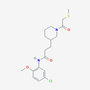 molecular formula C18H25ClN2O3S B5977839 N-(5-chloro-2-methoxyphenyl)-3-{1-[(methylthio)acetyl]-3-piperidinyl}propanamide 