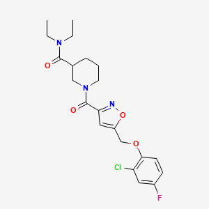 molecular formula C21H25ClFN3O4 B5977842 1-({5-[(2-chloro-4-fluorophenoxy)methyl]-3-isoxazolyl}carbonyl)-N,N-diethyl-3-piperidinecarboxamide 