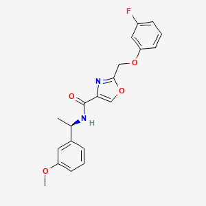 molecular formula C20H19FN2O4 B5977856 2-[(3-fluorophenoxy)methyl]-N-[(1R)-1-(3-methoxyphenyl)ethyl]-1,3-oxazole-4-carboxamide 