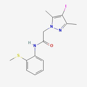 molecular formula C14H16IN3OS B5977866 2-(4-iodo-3,5-dimethyl-1H-pyrazol-1-yl)-N-[2-(methylthio)phenyl]acetamide 