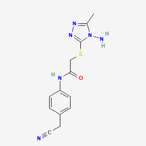 molecular formula C13H14N6OS B5977906 2-[(4-amino-5-methyl-4H-1,2,4-triazol-3-yl)thio]-N-[4-(cyanomethyl)phenyl]acetamide 
