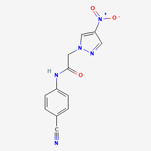 molecular formula C12H9N5O3 B5977924 N-(4-cyanophenyl)-2-(4-nitro-1H-pyrazol-1-yl)acetamide 