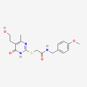 molecular formula C17H21N3O4S B5977944 2-{[5-(2-hydroxyethyl)-4-methyl-6-oxo-1,6-dihydro-2-pyrimidinyl]thio}-N-(4-methoxybenzyl)acetamide 