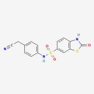 molecular formula C15H11N3O3S2 B5977961 N-[4-(cyanomethyl)phenyl]-2-oxo-2,3-dihydro-1,3-benzothiazole-6-sulfonamide 