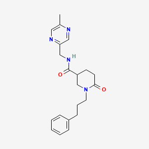 molecular formula C21H26N4O2 B5977967 N-[(5-methyl-2-pyrazinyl)methyl]-6-oxo-1-(3-phenylpropyl)-3-piperidinecarboxamide 