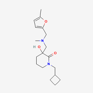 molecular formula C18H28N2O3 B5977989 1-(cyclobutylmethyl)-3-hydroxy-3-({methyl[(5-methyl-2-furyl)methyl]amino}methyl)-2-piperidinone 