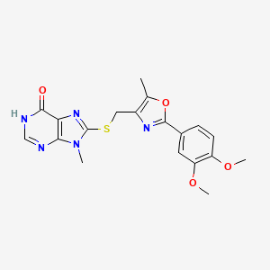 molecular formula C19H19N5O4S B5978006 8-({[2-(3,4-dimethoxyphenyl)-5-methyl-1,3-oxazol-4-yl]methyl}thio)-9-methyl-1,9-dihydro-6H-purin-6-one 