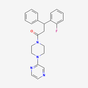 2-{4-[3-(2-fluorophenyl)-3-phenylpropanoyl]-1-piperazinyl}pyrazine