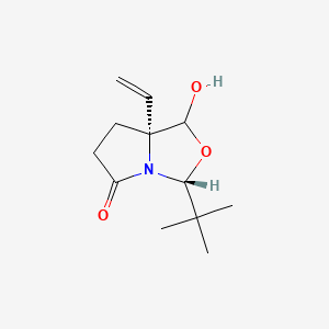 molecular formula C12H19NO3 B597807 (3R,7aR)-3-(tert-butyl)-1-hydroxy-7a-vinyltetrahydropyrrolo[1,2-c]oxazol-5(3H)-one CAS No. 1214741-21-5
