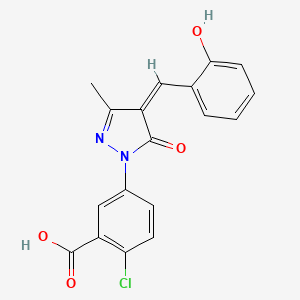 molecular formula C18H13ClN2O4 B5978105 2-chloro-5-[4-(2-hydroxybenzylidene)-3-methyl-5-oxo-4,5-dihydro-1H-pyrazol-1-yl]benzoic acid 