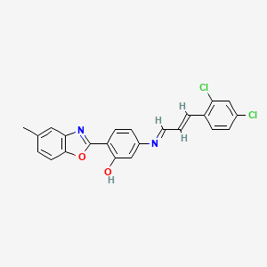 5-{[3-(2,4-dichlorophenyl)-2-propen-1-ylidene]amino}-2-(5-methyl-1,3-benzoxazol-2-yl)phenol