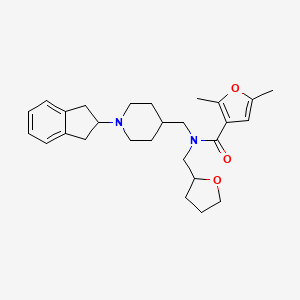 molecular formula C27H36N2O3 B5978123 N-{[1-(2,3-dihydro-1H-inden-2-yl)-4-piperidinyl]methyl}-2,5-dimethyl-N-(tetrahydro-2-furanylmethyl)-3-furamide 
