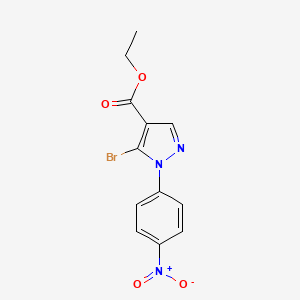molecular formula C12H10BrN3O4 B597816 Ethyl 5-bromo-1-(4-nitrophenyl)-1H-pyrazole-4-carboxylate CAS No. 1245258-74-5