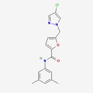 molecular formula C17H16ClN3O2 B5978185 5-[(4-CHLORO-1H-PYRAZOL-1-YL)METHYL]-N~2~-(3,5-DIMETHYLPHENYL)-2-FURAMIDE 