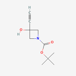 molecular formula C10H15NO3 B597819 Tert-butyl 3-ethynyl-3-hydroxyazetidine-1-carboxylate CAS No. 1259034-35-9