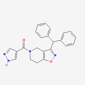 molecular formula C23H20N4O2 B5978191 (3-benzhydryl-6,7-dihydro-4H-[1,2]oxazolo[4,5-c]pyridin-5-yl)-(1H-pyrazol-4-yl)methanone 