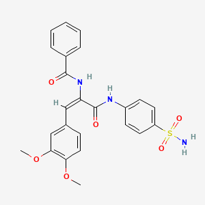 molecular formula C24H23N3O6S B5978199 N-[1-({[4-(aminosulfonyl)phenyl]amino}carbonyl)-2-(3,4-dimethoxyphenyl)vinyl]benzamide 