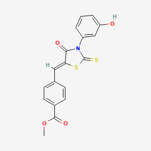 molecular formula C18H13NO4S2 B5978213 methyl 4-{[3-(3-hydroxyphenyl)-4-oxo-2-thioxo-1,3-thiazolidin-5-ylidene]methyl}benzoate 