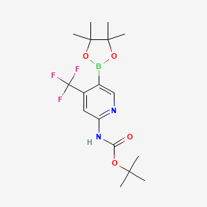 molecular formula C17H24BF3N2O4 B597823 tert-Butyl (5-(4,4,5,5-tetramethyl-1,3,2-dioxaborolan-2-yl)-4-(trifluoromethyl)pyridin-2-yl)carbamate CAS No. 1333319-46-2